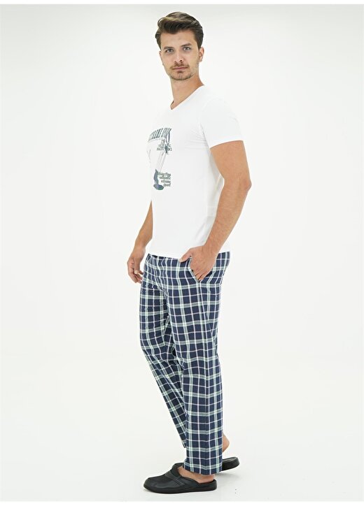 Ds Damat Çok Renkli Erkek Düğmeli Ekoseli Pijama Takımı DS201031007 4