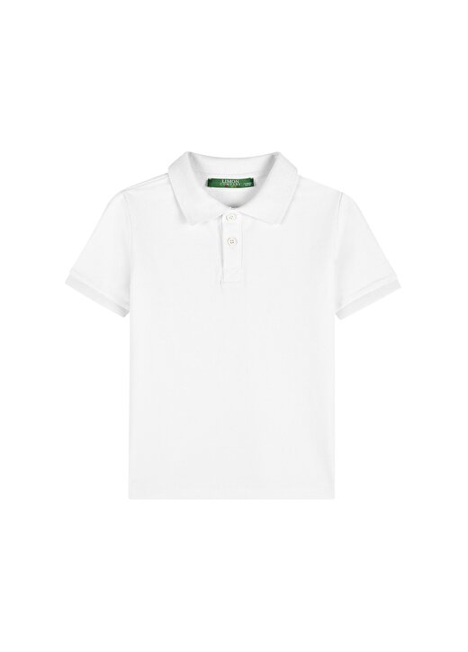Limon Polo Yaka Düz Pamuklu Beyaz Erkek Çocuk T-Shirt 1