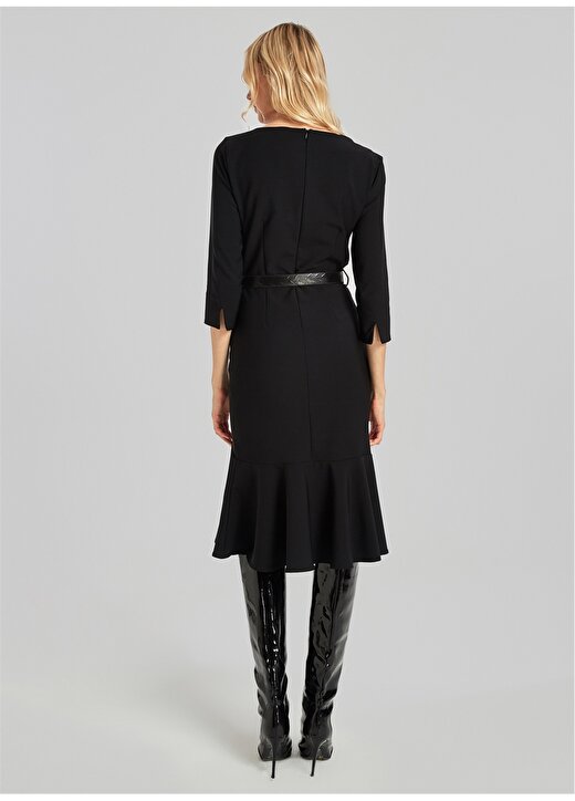 People By Fabrika Düz Siyah Orta Kadın Elbise 4