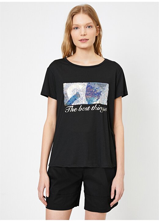 Koton Siyah Kadın T-Shirt 0YAK13695EK 3