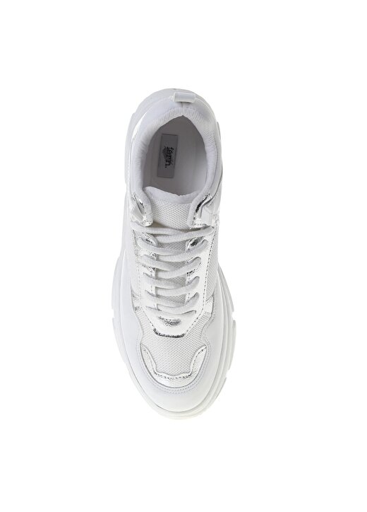 Fern Suni Deri Beyaz - Gümüş Sneaker 4
