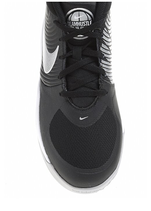 Nike AQ4224-001 Team Hustle D 9 Yuvarlak Burun Logo Baskılı Bağcıklı Siyah Erkek Basketbol Ayakkabıs 4