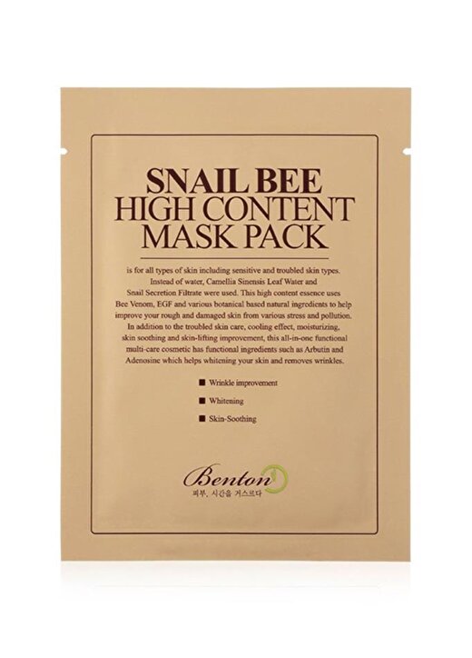 Benton Snail Bee High Content Mask - Salyangoz Özlü Maske 1