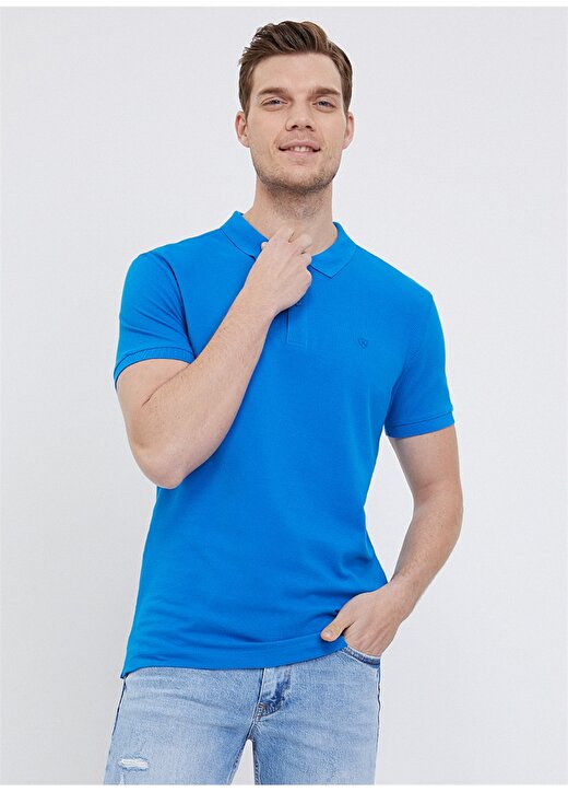 Loft Polo Yaka Pamuklu Mavi Erkek T-Shirt 1