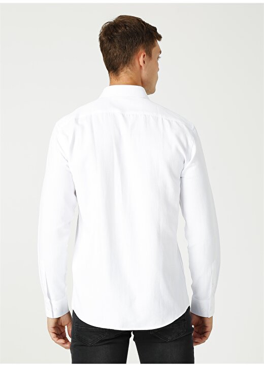 Fabrika Comfort Gömlek Yaka Armürlü Beyaz Gömlek 4