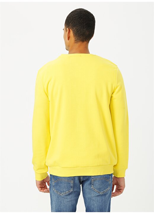 Limon Bisiklet Yaka Baskılı Sarı Erkek Sweatshirt 4
