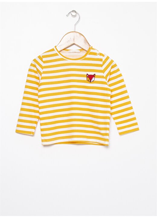 Mammaramma Baskılı Sarı - Beyaz Bebek T-Shirt 1