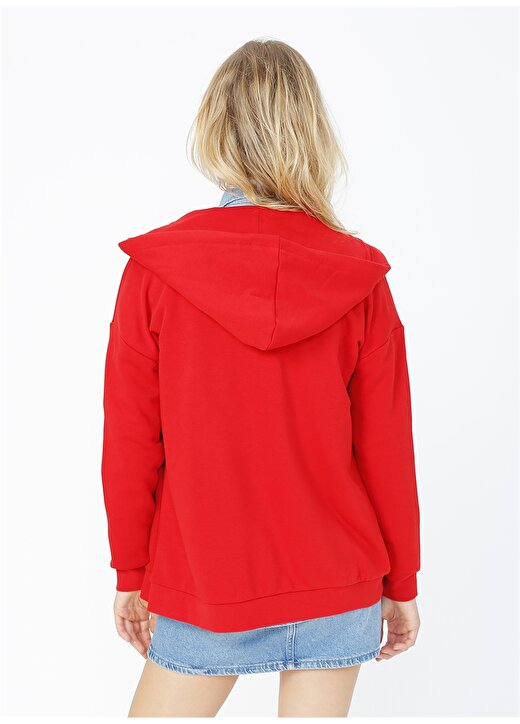 Limon VERONA Kapüşonlu Uzun Kol Standart Düz Kırmızı Kadın Sweatshirt 4