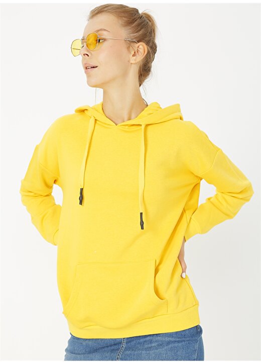 Limon Kapüşon Yaka Sarı Kadın Sweatshirt 1