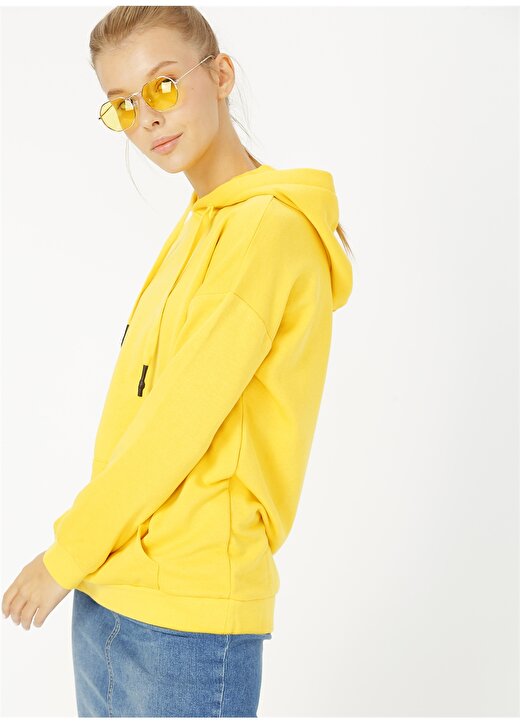 Limon Kapüşon Yaka Sarı Kadın Sweatshirt 3