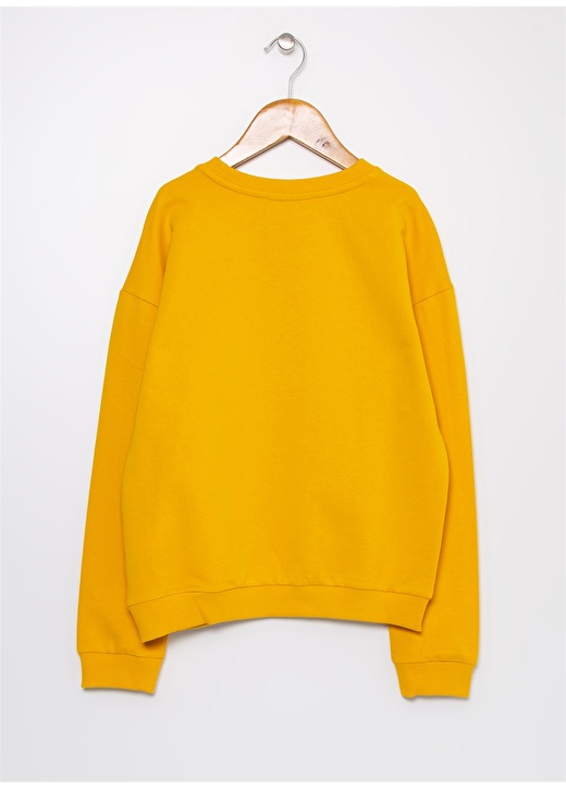 Limon Bisiklet Yaka Nakışlı Safran Kız Çocuk Sweatshirt 3