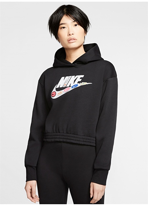 Nike Sportswear Fleece Hoodie Siyah Kadın Sweatshirt 1