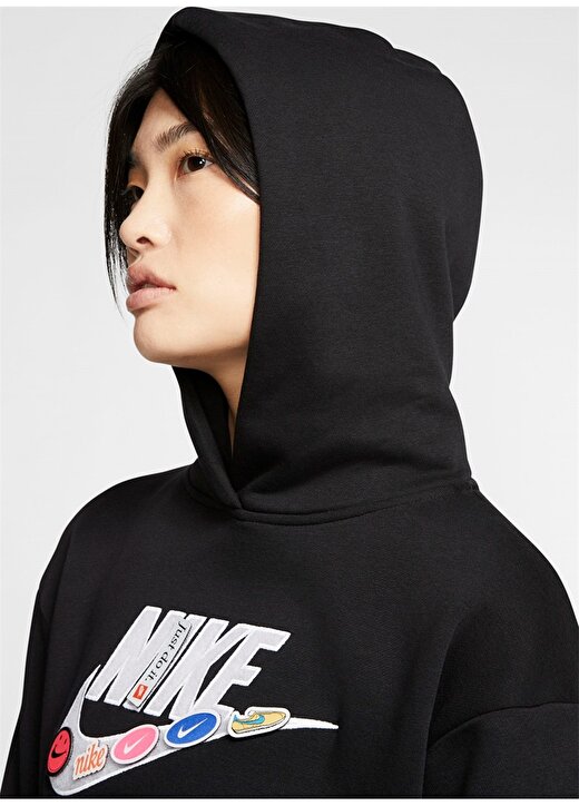 Nike Sportswear Fleece Hoodie Siyah Kadın Sweatshirt 3