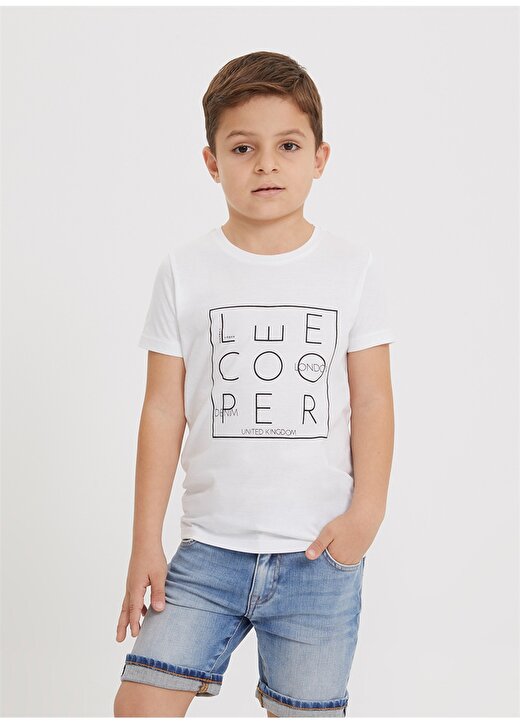 Lee Cooper Baskılı Beyaz Erkek Çocuk T-Shirt 202 LCB 242007 SQUARE BEYAZ 2