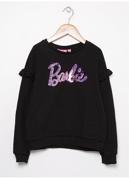 Barbie Nakışlı Siyah Kız Çocuk Sweatshirt 1