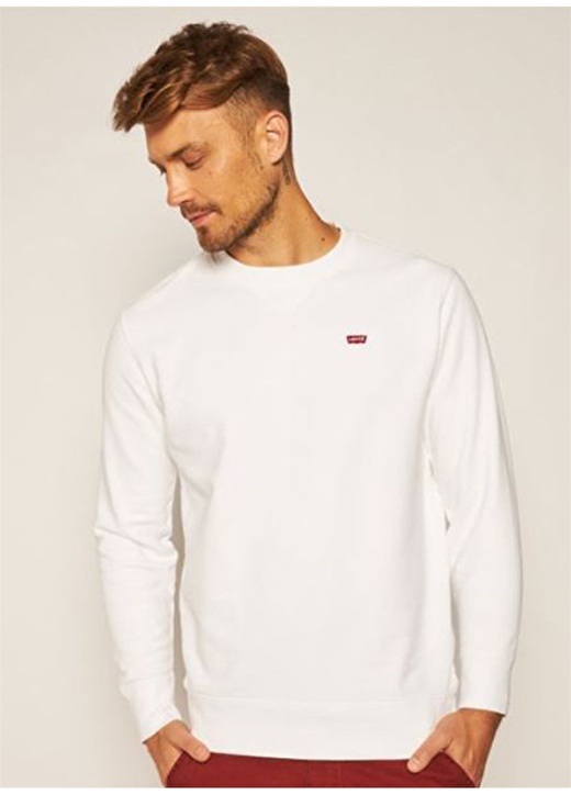 Levis 35909-0000 New Original Crew White Bisiklet Yaka %100 Pamuk New Original Crew White Erkek Sweatshirt 1