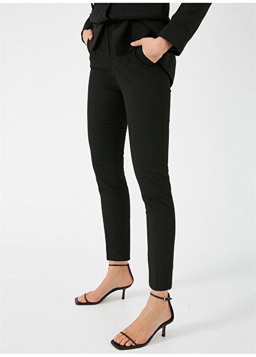 Koton Standart Normal Bel Düz Siyah Kadın Pantolon 3