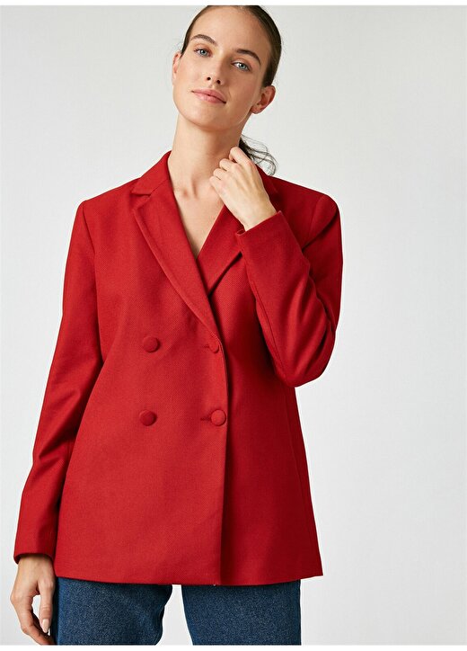 Koton Düğmeli Kırmızı Kadın Ceket 1