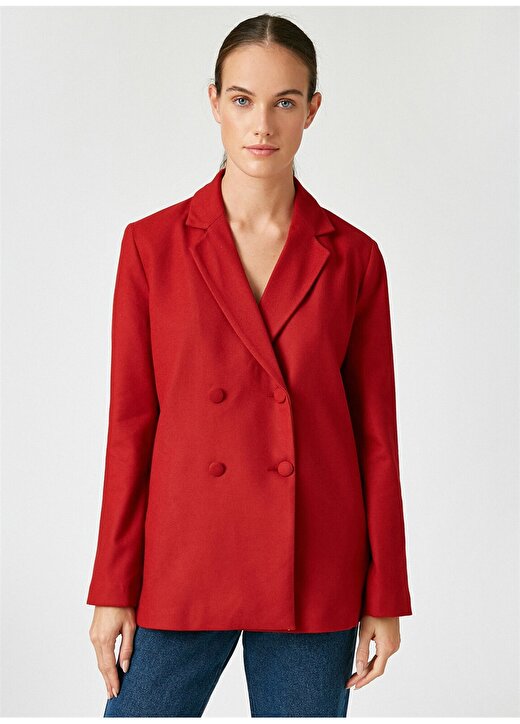 Koton Düğmeli Kırmızı Kadın Ceket 3