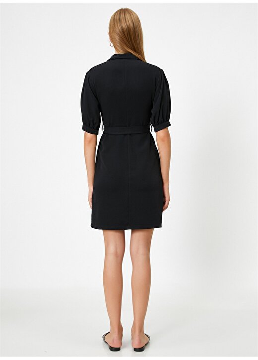Koton Gömlek Yaka Siyah Kadın Elbise 4