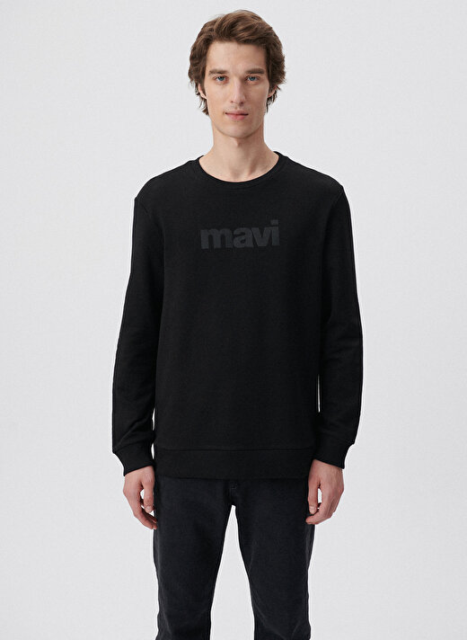 Mavi Bisiklet Yaka Siyah Erkek Sweatshirt 066303-900 MAVİ BASKILI SWEATSHIRT 3