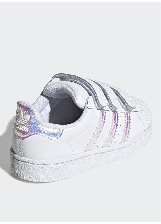 Adidas FV3657 Superstar Bantlı Beyaz Kız Çocuk Yürüyüş Ayakkabısı 4