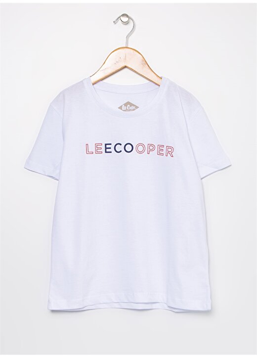 Lee Cooper Bisiklet Yaka Baskılı Kız Çocuk Beyaz Repreve T-Shirt 1