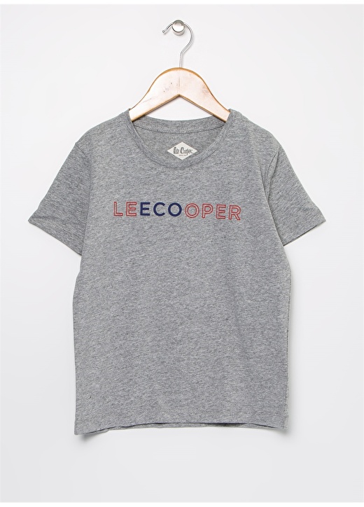 Lee Cooper Bisiklet Yaka Baskılı Kız Çocuk Gri Repreve T-Shirt 1