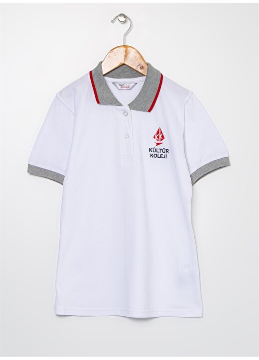 Kültür Koleji Polo Yaka Beyaz Erkek T-Shirt 1