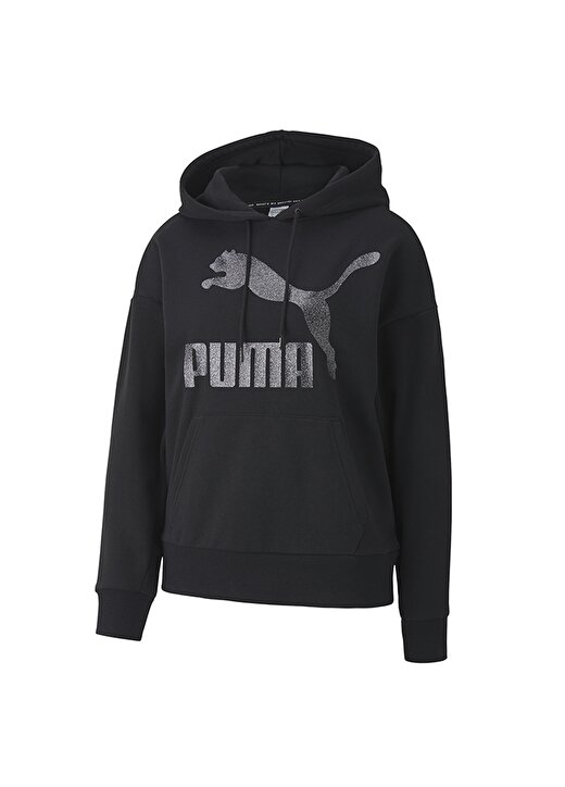 Puma Classics Logo Hoody Regular Fit Siyah Kadın Sweatshirt 4