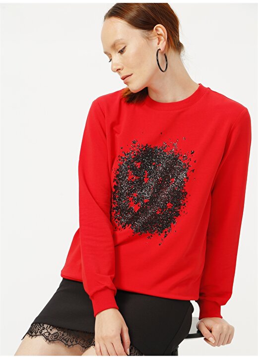 Network Slim Fit Düz Kırmızı Sweatshirt 3