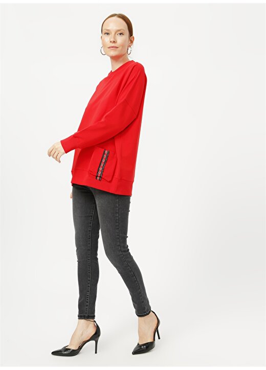 Network Slim Fit Düz Kırmızı Sweatshirt 2