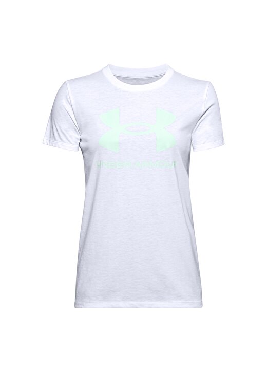 Under Armour 1356305-Live Sportstyle Graphic Ssc O Yaka Kısa Kollu Bol Kesim Düz Beyaz - Mavi Kadın T-Shirt 1
