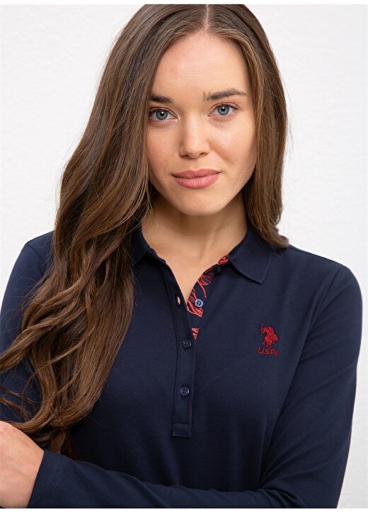 U.S. Polo Assn. Polo Yaka Slim Fit Düz Lacivert Kadın Sweatshirt 2