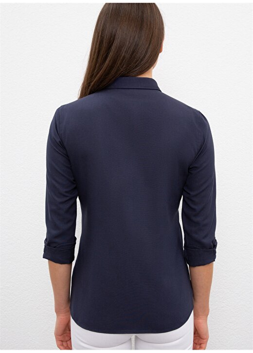 U.S. Polo Assn. Slim Fit Gömlek Yaka Düz Lacivert Kadın Gömlek WOXCOLOR020K 3