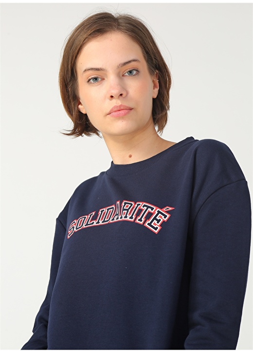 Fashion Friends Lacivert Baskılı Sweatshirt 1