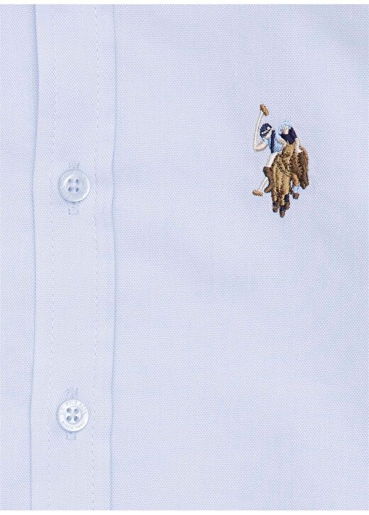 U.S. Polo Assn. Desenli Açık Mavi Erkek Çocuk Gömlek 3