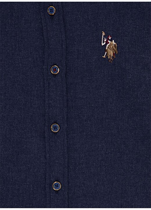 U.S. Polo Assn. Desenli Lacivert Erkek Çocuk Gömlek 3