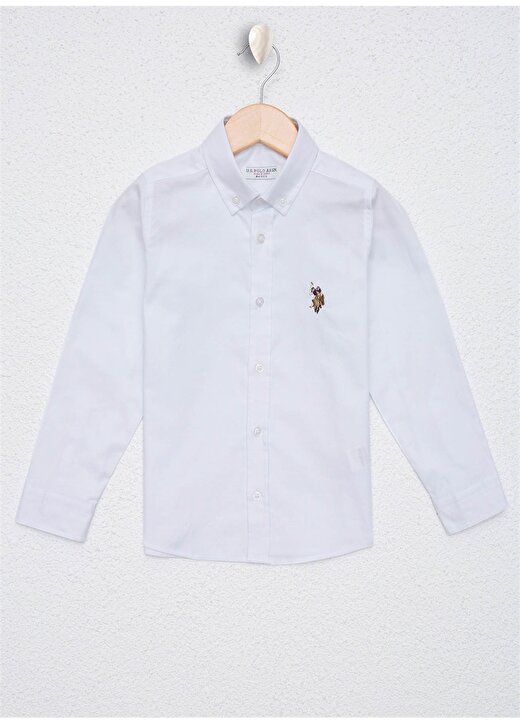 U.S. Polo Assn. Desenli Beyaz Erkek Çocuk Gömlek CEDCOLORKIDS020K-VR013 1