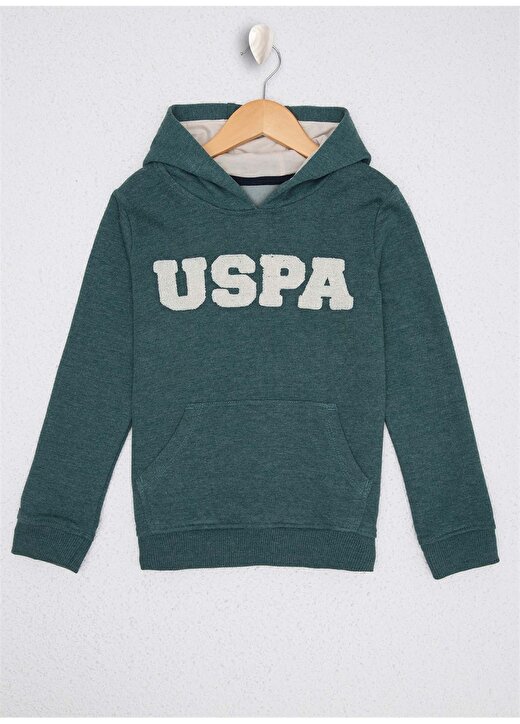 U.S. Polo Assn. Aplikeli Koyu Yeşil Erkek Çocuk Sweatshirt 1