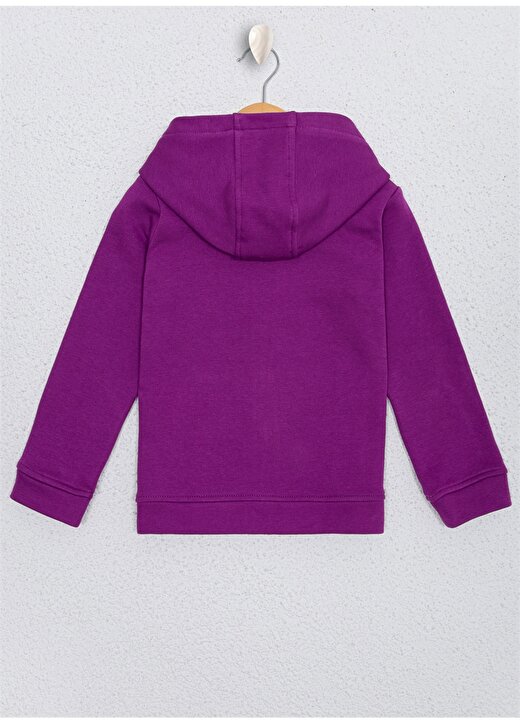 U.S. Polo Assn. Kapüşonlu Düz Koyu Mor Kız Çocuk Sweatshirt 2