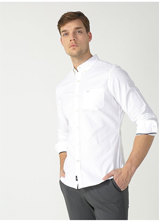 Dockers Normal Beyaz Erkek Stretch Oxford Gömlek 29599-0005 1