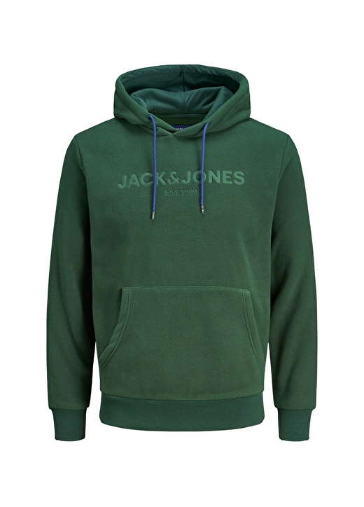 Jack & Jones 12176850_Jorneuby Sweat Hood Kapüşonlu Uzun Kollu Regular Fit Baskılı Yeşil Erkek Sweatshirt 1