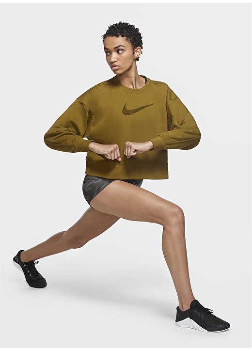 Nike Yuvarlak Yaka Bol Kesim Düz Yeşil Kadın Sweatshirt 1