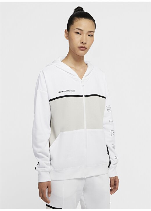 Nike CU6386-100 Beyaz Kadın Zip Ceket 1