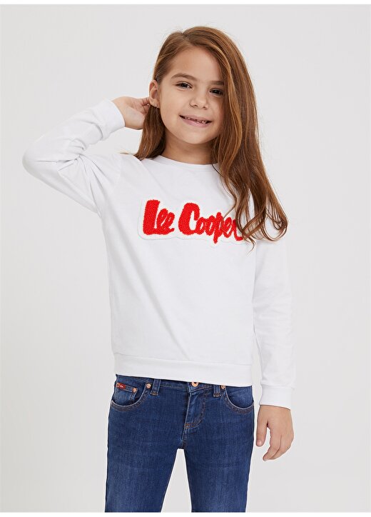 Lee Cooper O Yaka Baskılı Erkek Çocuk Beyaz Sweatshirt 2