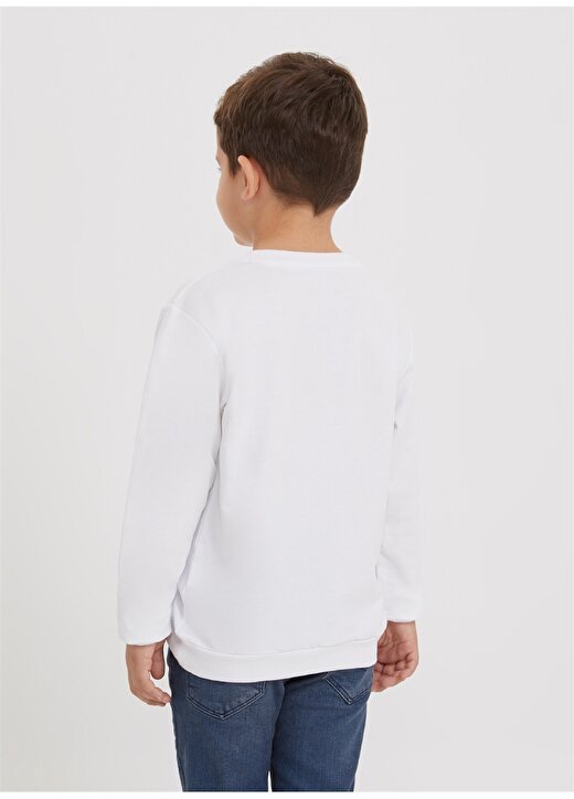 Lee Cooper O Yaka Baskılı Erkek Çocuk Beyaz Sweatshirt 4