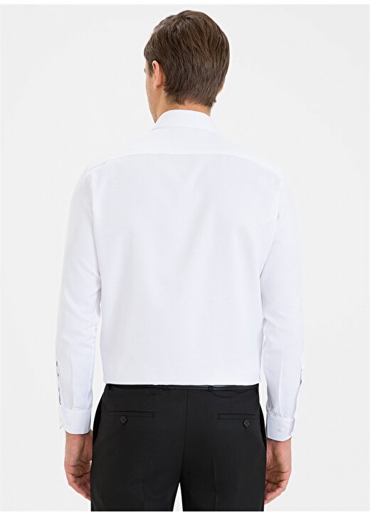 Pierre Cardin Gömlek Yaka Cepli Uzun Kollu Beyaz Erkek Gömlek 3
