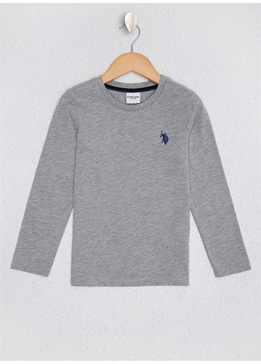 U.S. Polo Assn. Düz Gri Melanj Erkek Çocuk Sweatshirt 1