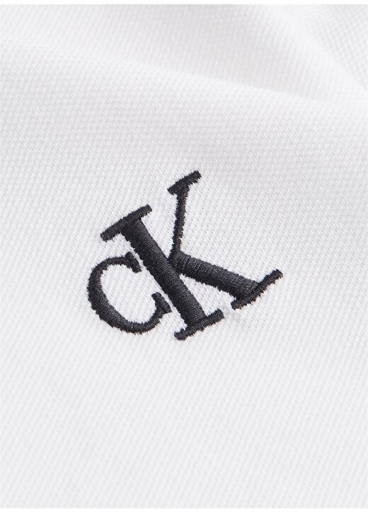 Calvin Klein Jeans Polo Dar Düz Erkek Beyaz Polo T-Shirt J30J315603-YAF TIPPING SLIM POLO 4